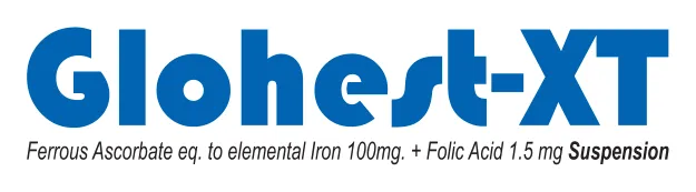 Glohest-XT Suspension: Ferrous Ascorbate eq. to elemental Iron 100mg + Folic Acid 1.5mg
