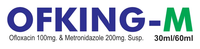 Ofking-M Suspension: Ofloxacin 100mg & Metronidazole 200mg (30 ml / 60 ml)