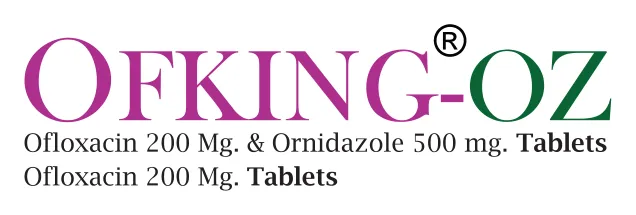 Ofking-OZ Tablet: Ofloxacin 200mg & Ornidazole 500mg; Ofloxacin 200mg