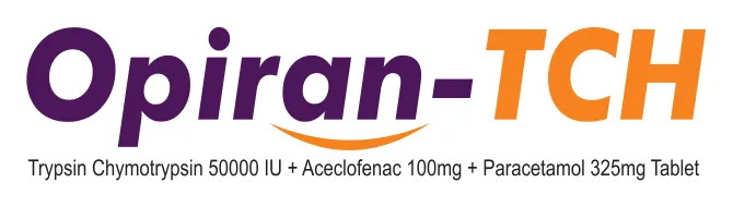 Opiran-TCH Tablet: Trypsin Chymotrypsin 50000 IU + Aceclofenac 100mg + Paracetamol 325mg