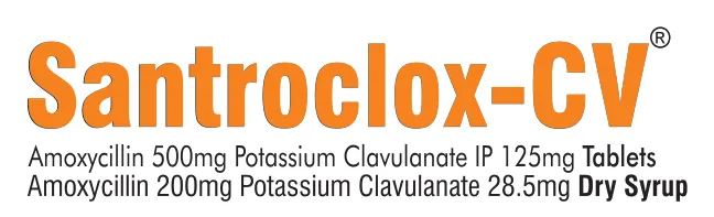 Santroclox-CV Tablet / Dry Syrup: Amoxycillin 500mg + Potassium Clavulanate IP 125mg (tablet); Amoxycillin 200mg + Potassium Clavulanate 28.5mg (dry syrup)